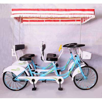 Discount for sightseeing four wheels 4 persons tandem surrey bike for family