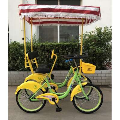 Family Style Quadricycle Surrey Sightseeing Bike Tandem Bicycle 2 Person Surrey Bike