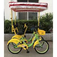 Family Style Quadricycle Surrey Sightseeing Bike Tandem Bicycle 2 Person Surrey Bike